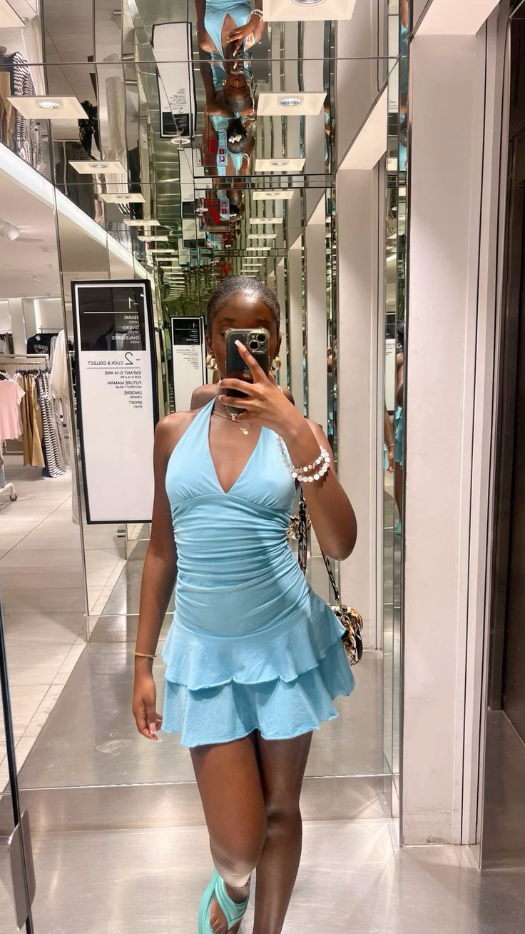 Blue V Neck Homecoming Dress Short Birthday Party Dress fg7715
