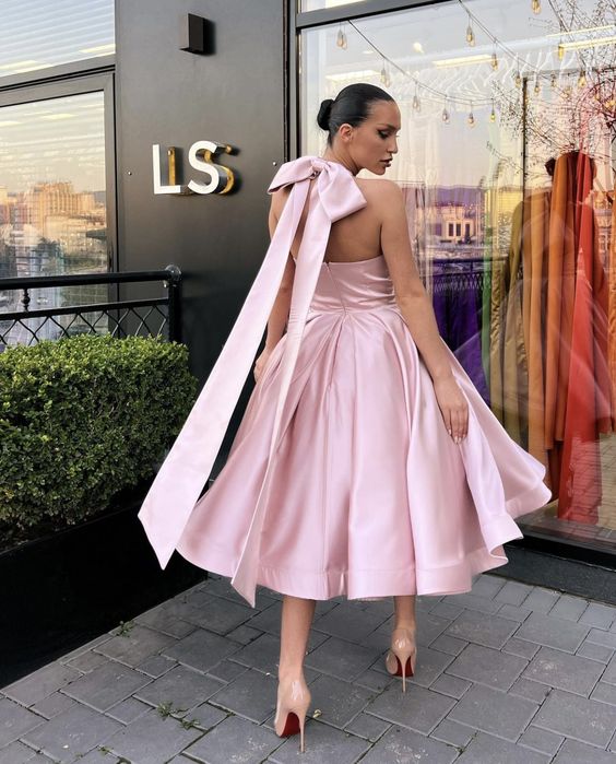 A-Line Evening Gown Homecoming Dress Wedding Guest Satin Dress with Butterfly fg6360