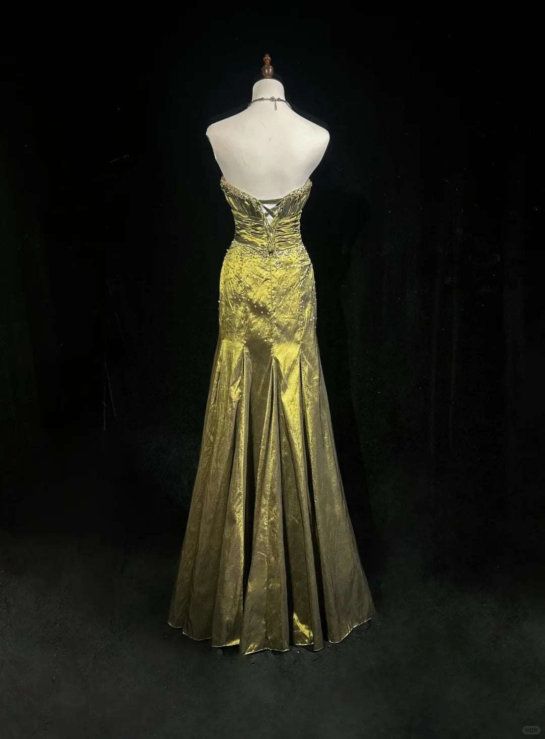 Vintage Green Strapless Long Prom Party Dress Long Evening Dress fg8083