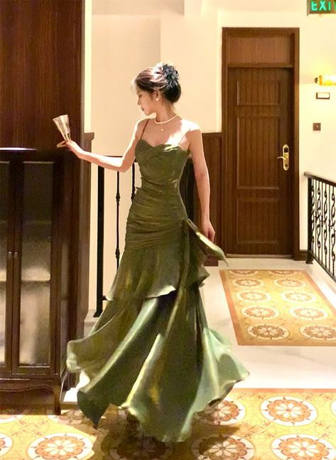 Chic Green Straps Sweetheart Long Formal Dress, Green Prom Dress Evening Dress fg6521