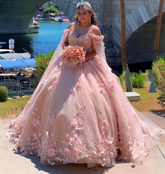 Sweetheart Handmade Flowers Tulle Quinceanera Dresses Ball Gown Sweet 16 Prom Gowns fg5572