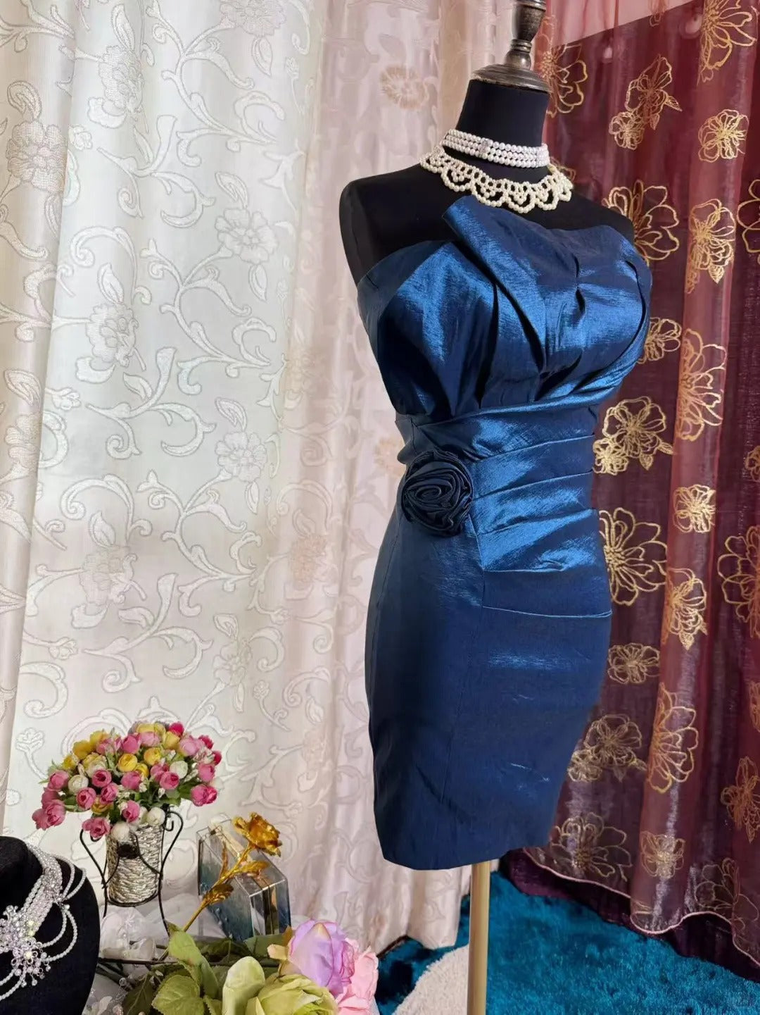 Royal Blue Birthday Outfit Short Evening Dress Short Party Dress Vintage Homecoming Dress fg8085
