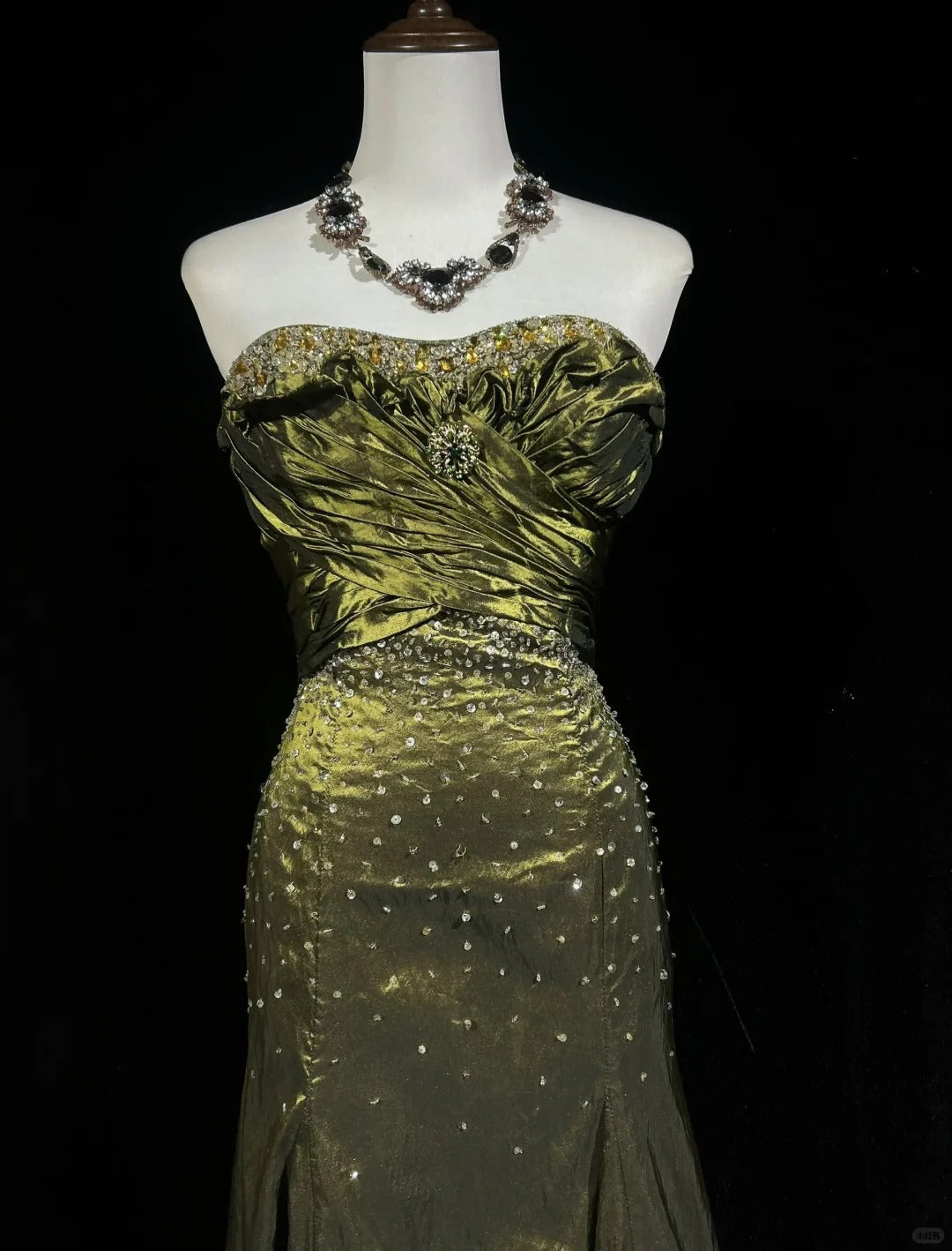 Vintage Green Strapless Long Prom Party Dress Long Evening Dress fg8083