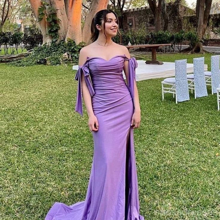 Sexy Purple Mermaid Off Shoulder Maxi Long Bridesmaid Dresses For Wedding Party fg5654