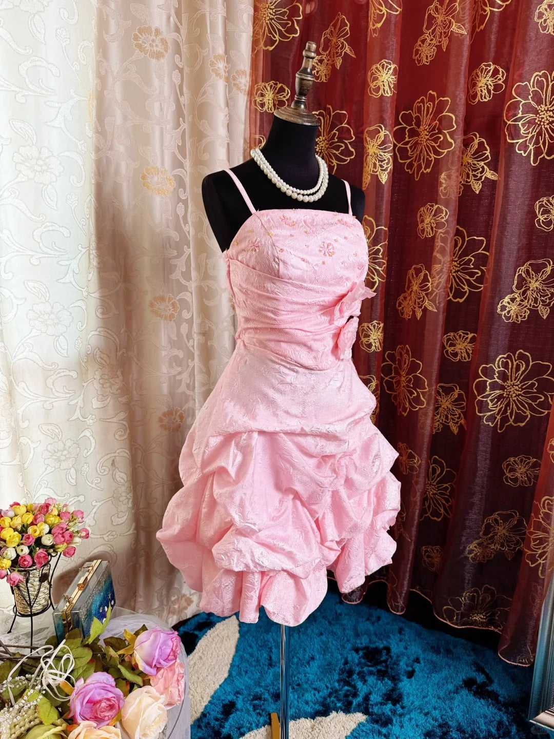 Pink Birthday Outfit Short Evening Dress Short Party Dress Vintage Homecoming Dress fg8090