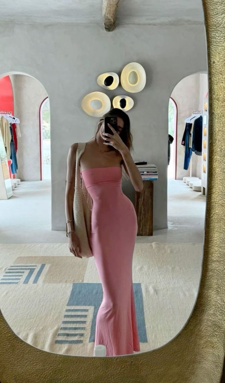 Strapless Mermaid Party Dress Pink Sexy Evening Dress fg6567