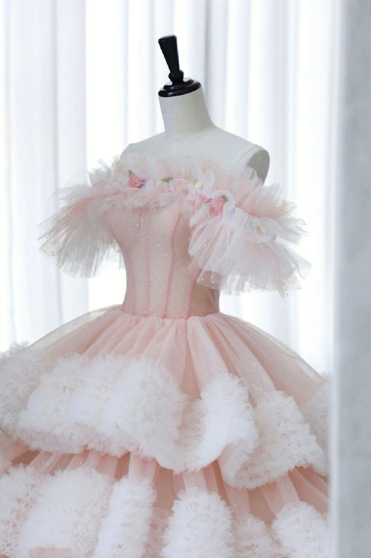 Ball Gown Off Shoulder Tulle Long Prom Dress, Sweet 16 Dress fg5465