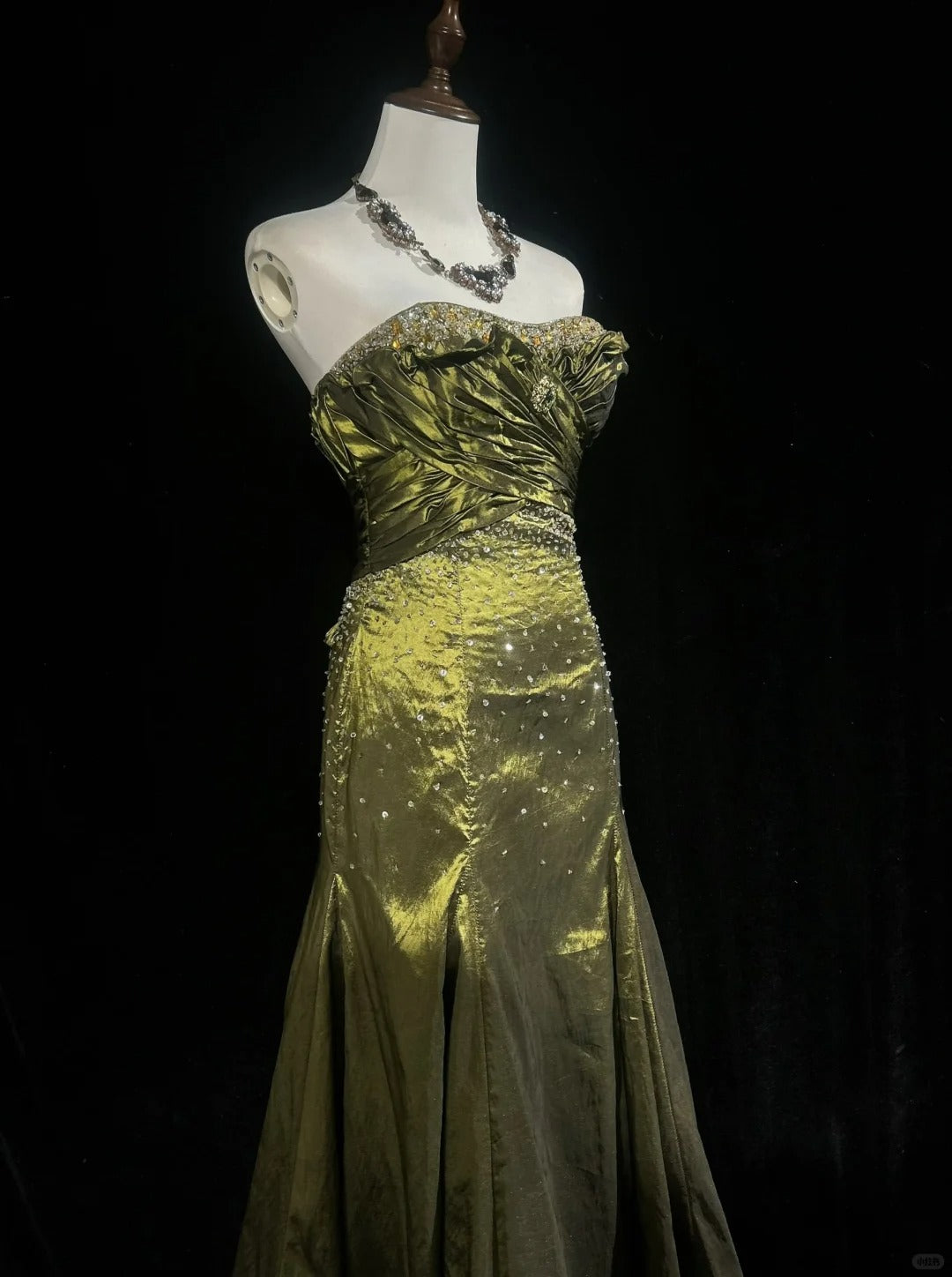 Vintage Green Strapless Long Prom Party Dress Long Evening Dress fg8083