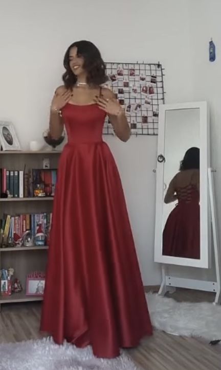 A Line Straps Floor Length Evening Gown Prom Dresses fg6534