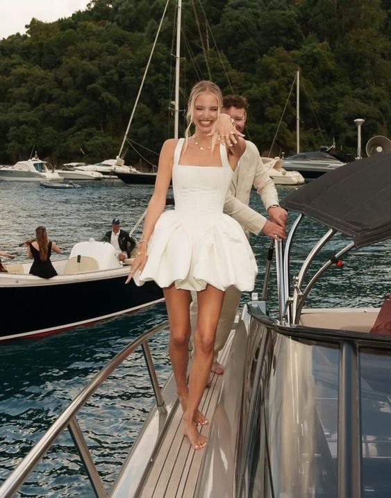 A Line White Short Party Dress Homecoming Dress fg6563