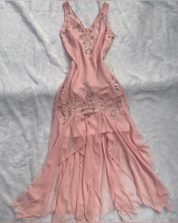 Pink V Neck Chiffon Long Party Dress Evening Dress fg6667