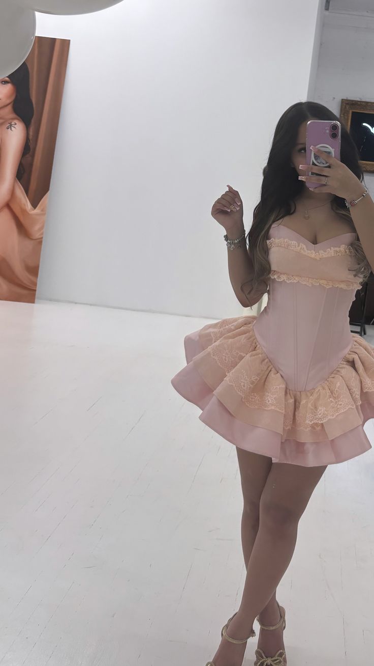 Pink Strapless Birthday Dress Pink Homecoming Dress Short Party Dress fg7713