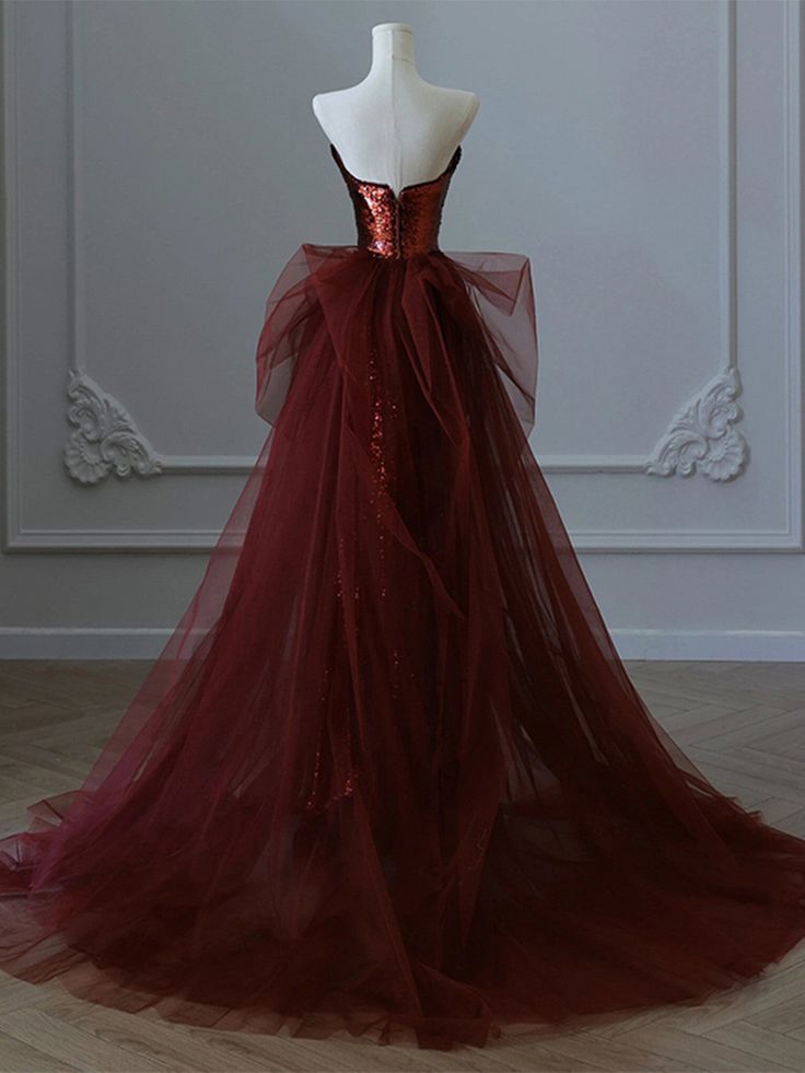 Sequins and Tulle Long Party Dress, Evening Dress Prom Dress fg5456