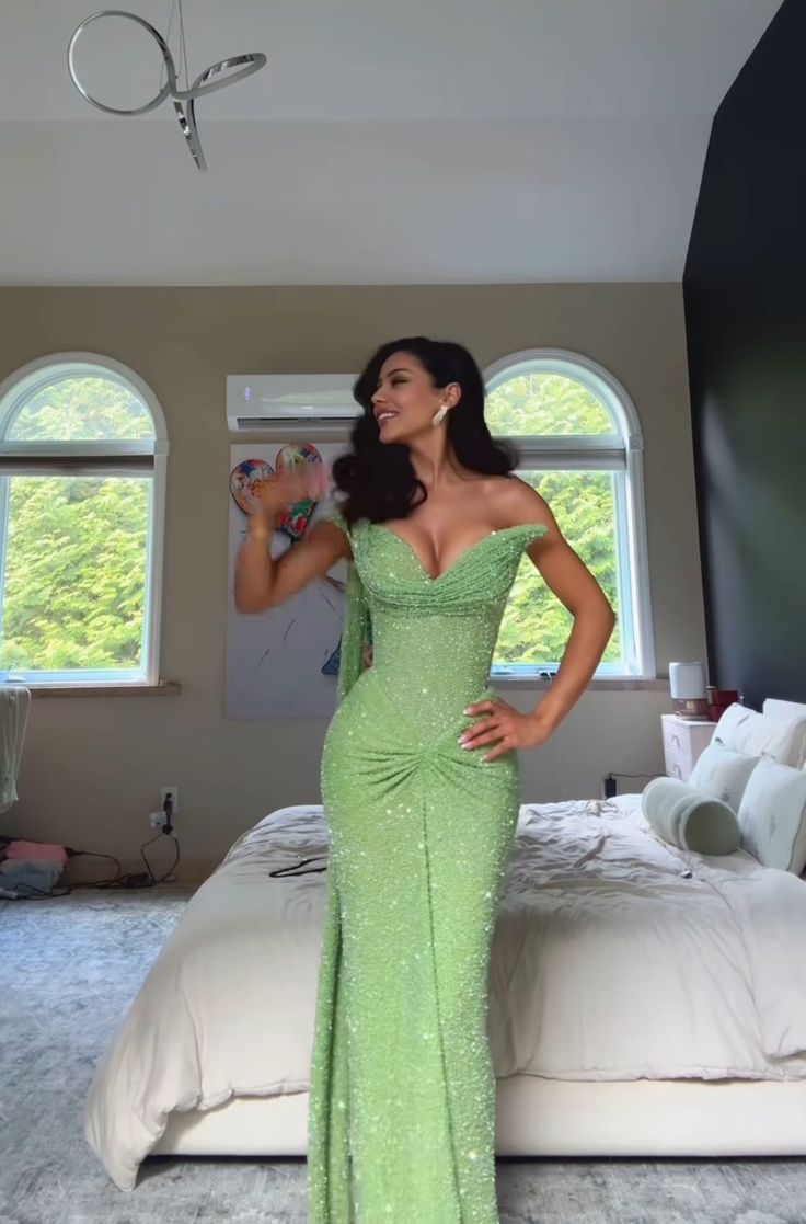 Green Elegant Long Party Dress Prom Dress New Arrive Mermaid Evening Dress fg8020