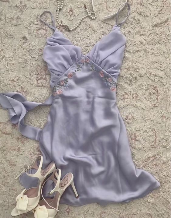 Light Purple V Neck Homecoming Dress,Sexy Party Dress fg5579