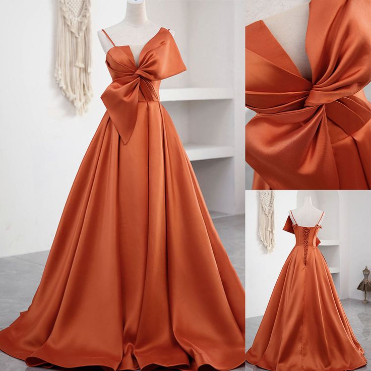 Orangefarbene Ballkleider mit großer Schleife fg5676
