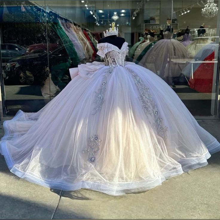 Ball Gown Off Shoulder Tulle Long Prom Dress, Sweet 16 Dress fg5469