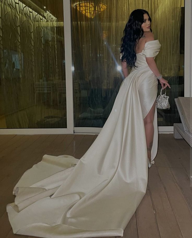 Vintage long satin pleated dress for women, elegant evening dress fg7491