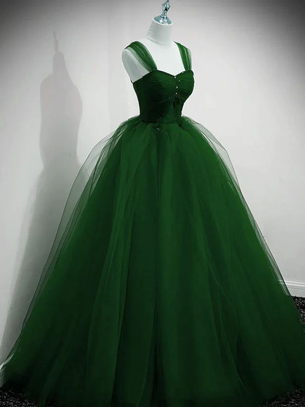 Beaded Tulle Off Shoulder Long Party Dress Tulle A-line Prom Dress Ball Gown Quinceanera Dress fg6628