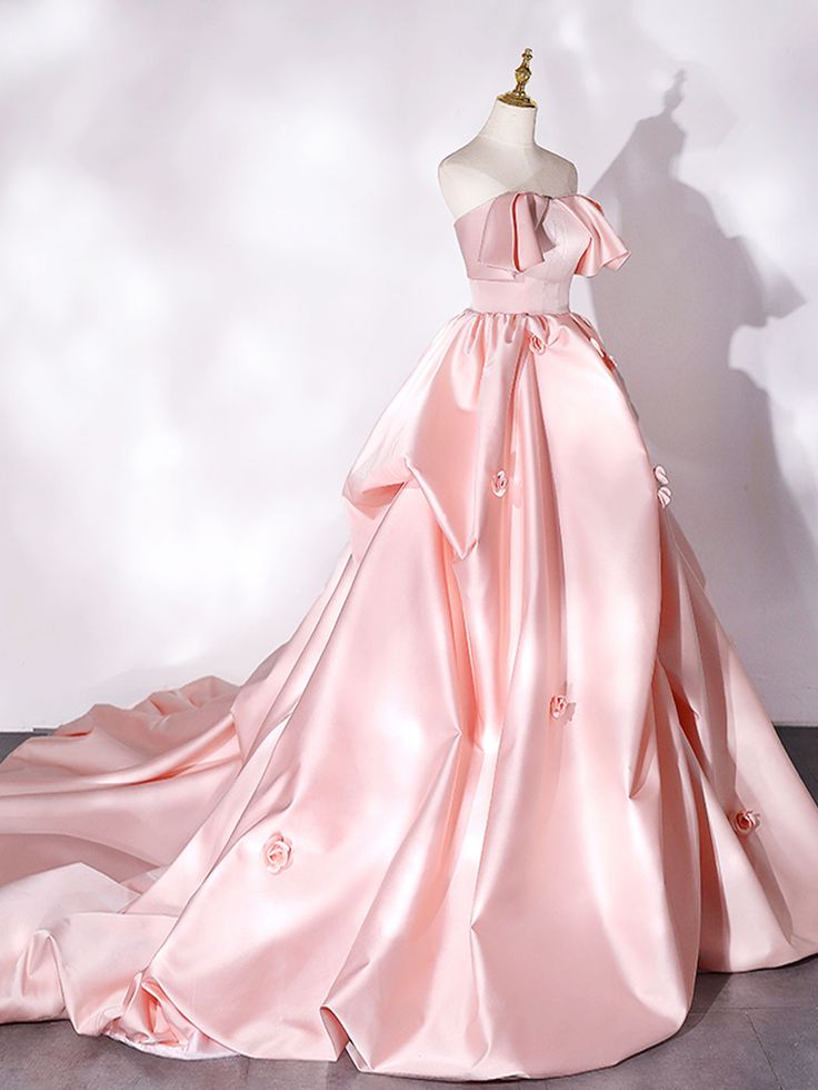 Sweep Train Satin Long Prom Dress, Formal Evening Dresses fg6500