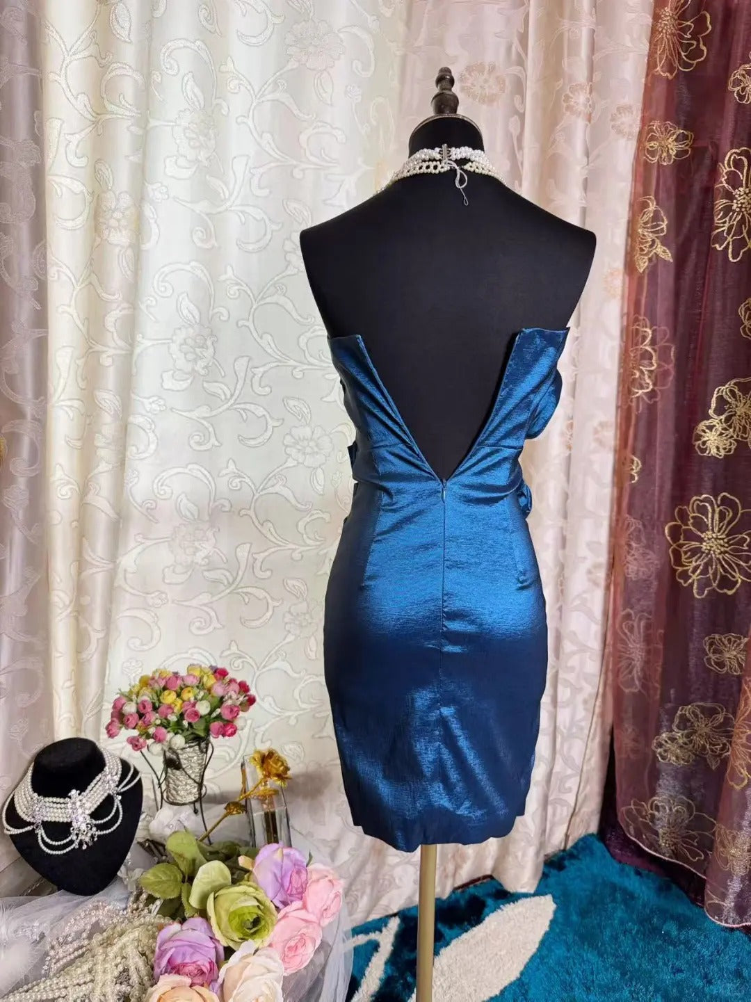 Royal Blue Birthday Outfit Short Evening Dress Short Party Dress Vintage Homecoming Dress fg8085