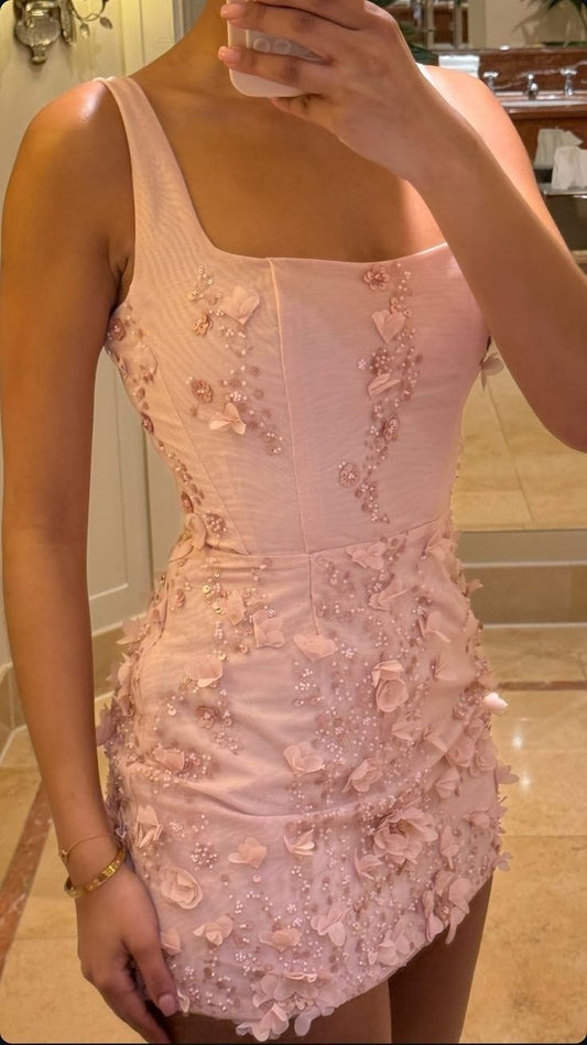 Pink Sheath Homecoming Dress Short Party Dress    fg7698