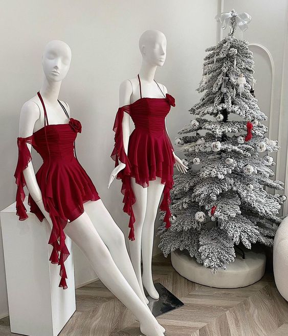 Simple Burgundy Chiffon Birthday Dress Homecoming Dresses fg6195