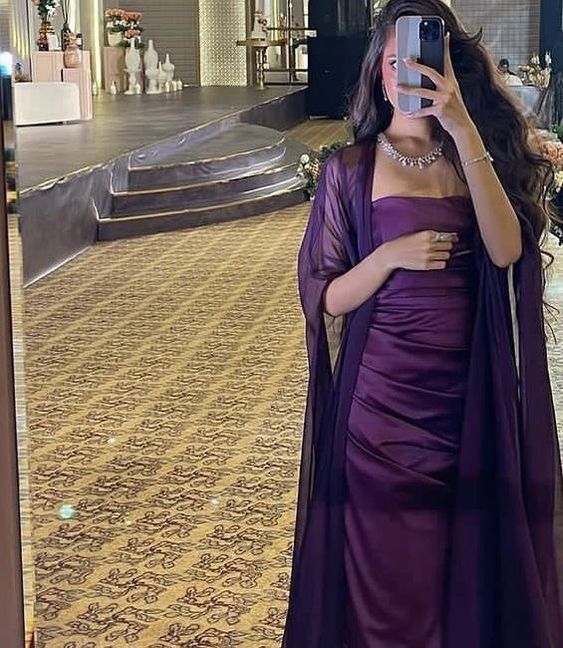 Evening Dresses Purple Long Prom Dresses Formal Evening Dresses With shawl fg5714