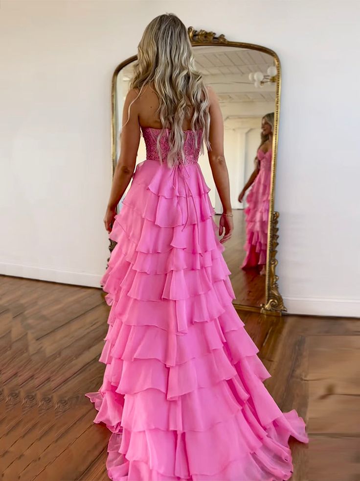 A-Line Sweetheart Neck Lace Chiffon Long Prom Dress, Lace Long Formal Dress fg5966
