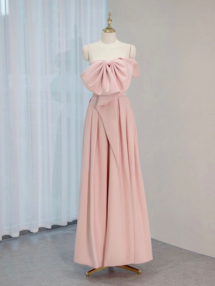 A-Line Satin Pink Long Prom Dress, Pink Long Formal Dress fg6809