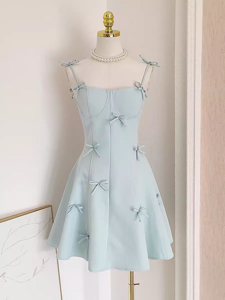 Cute A line Spaghetti Straps Travel Vacation Women Dress Short Birthday Outfits fg6368
