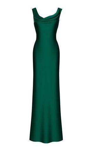 Robe de bal simple en satin vert fg5653