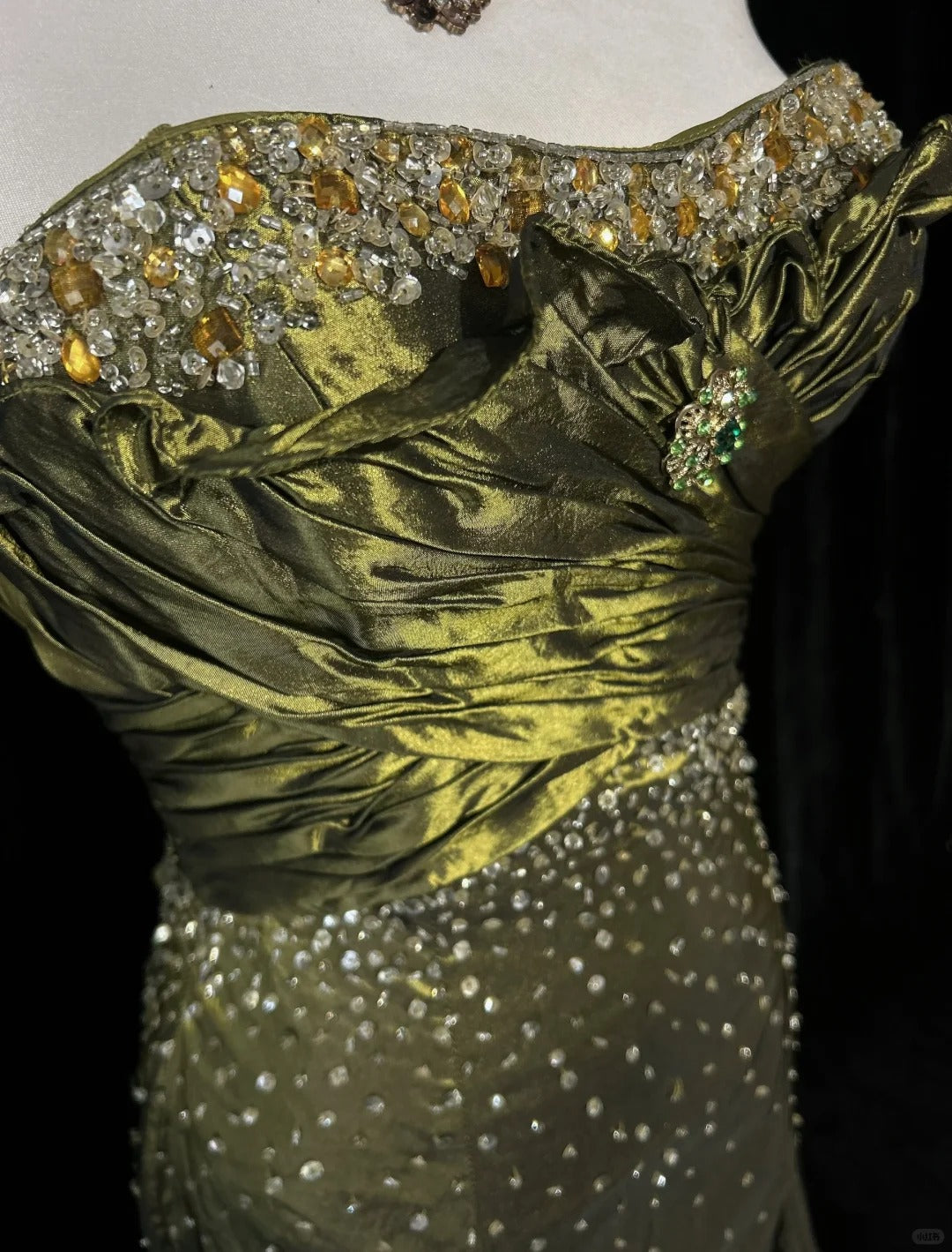 Vintage Green Strapless Long Prom Party Dress Long Evening Dress fg8083