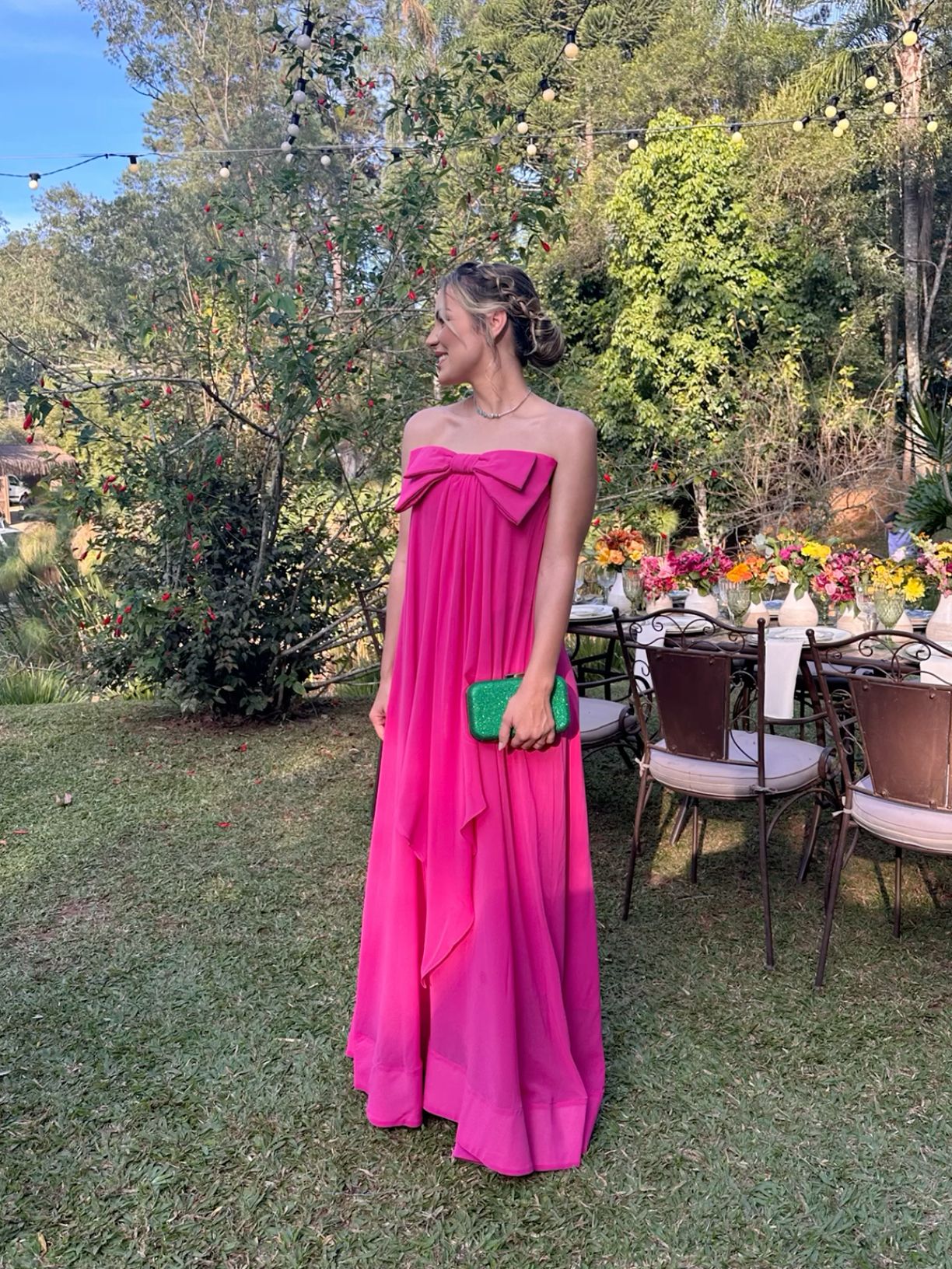 Hot Pink Strapless Party Dress Evening Prom Dress Custom Made fg7458