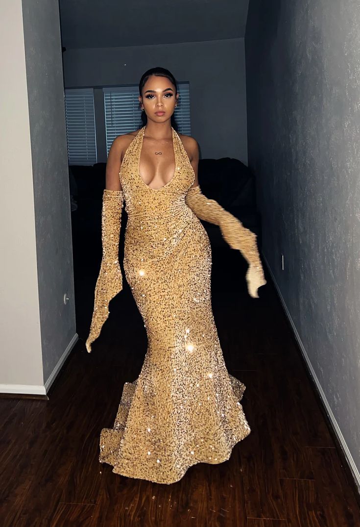 Charming gold prom dress Sheath Prom Dress Evening Dress fg5202
