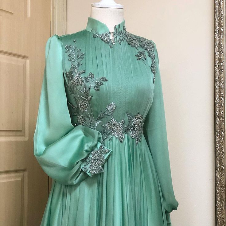 Robes de bal, robe de soirée à manches longues avec appliques, robe de soirée pour femmes fg6672