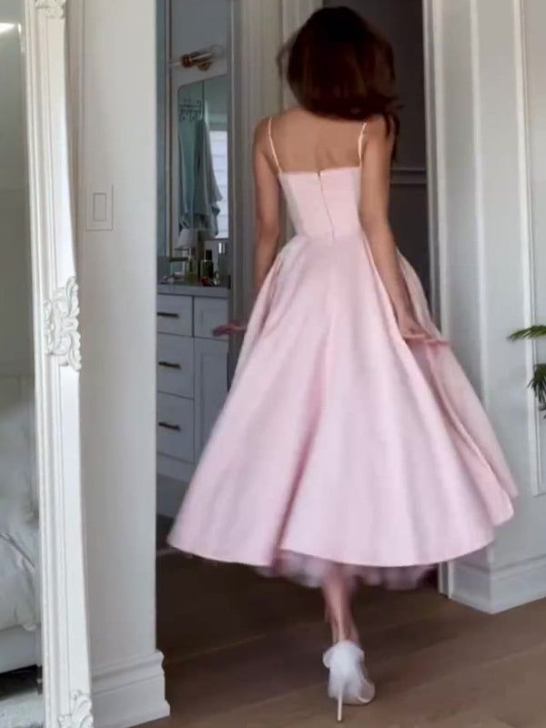 Women's Sleeveless Midi Dress Pink Evening Gown fg6638