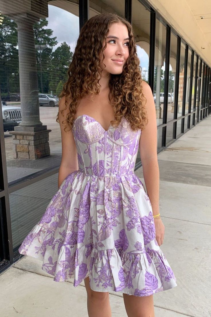 Floral Print A-Line Homecoming Dress fg6367