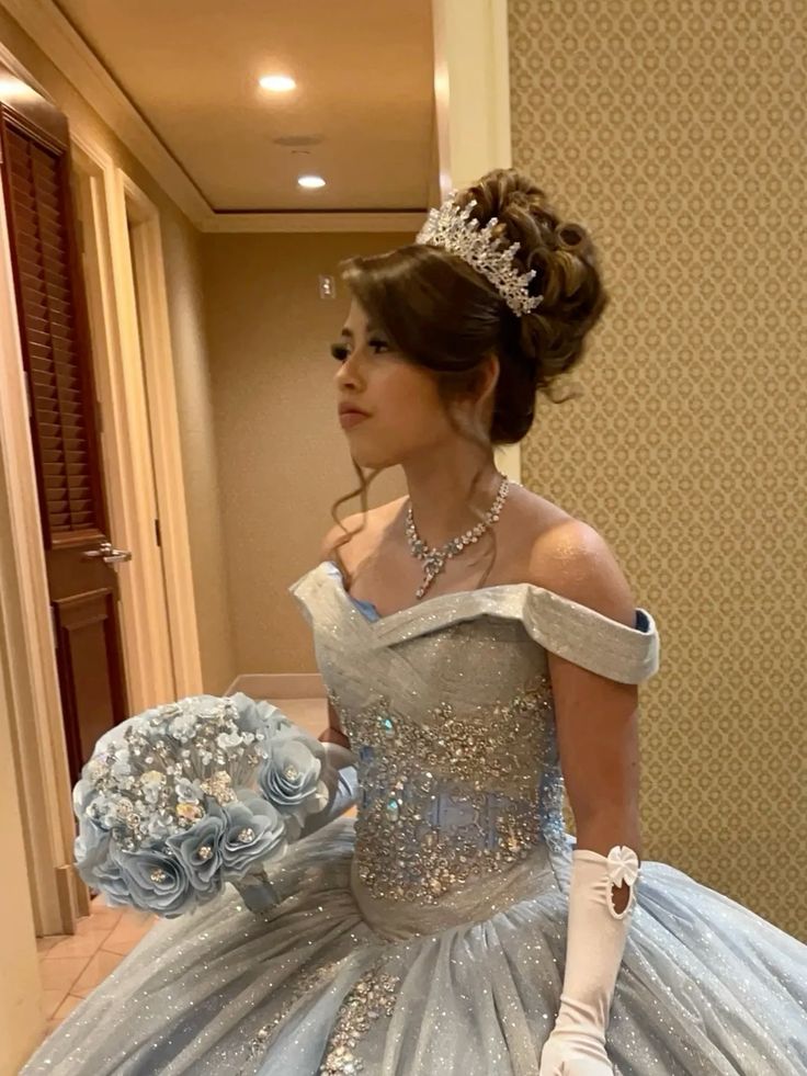 A Line Light Blue Off The Shoulder Quinceanera Dress Ball Gown fg6547