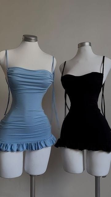 Simple Straps Black/Blue Short Backless Homecoming Dresses fg6634