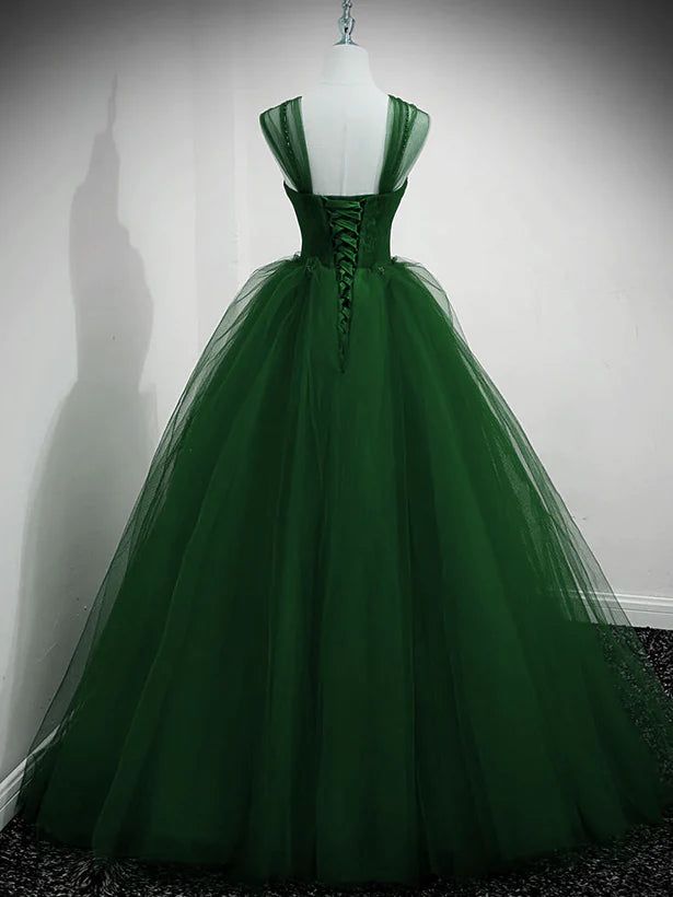 Beaded Tulle Off Shoulder Long Party Dress Tulle A-line Prom Dress Ball Gown Quinceanera Dress fg6628