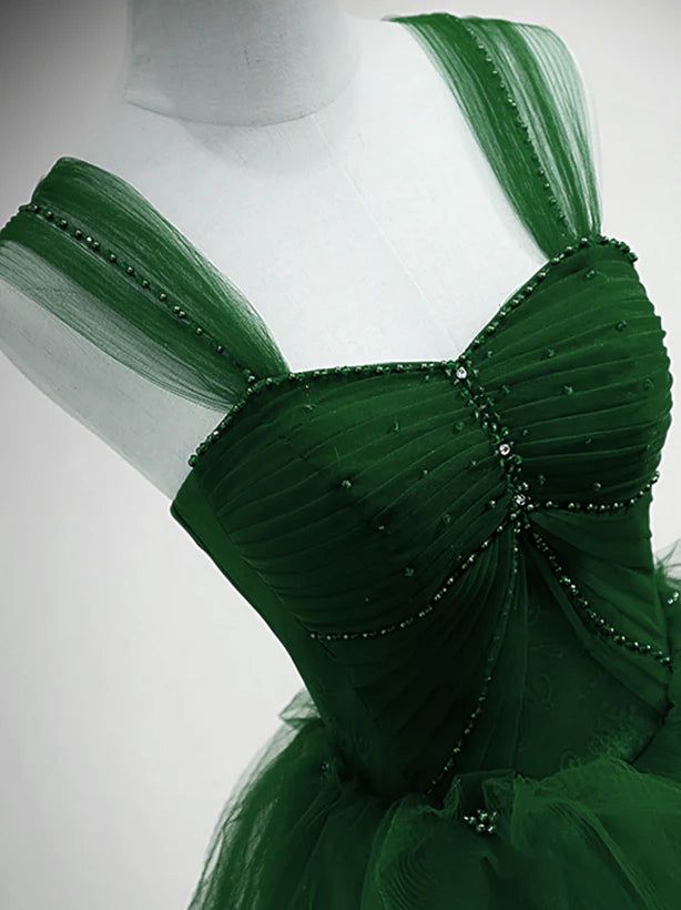 Beaded Tulle Off Shoulder Long Party Dress Tulle A-line Prom Dress Ball Gown Quinceanera Dress fg6628