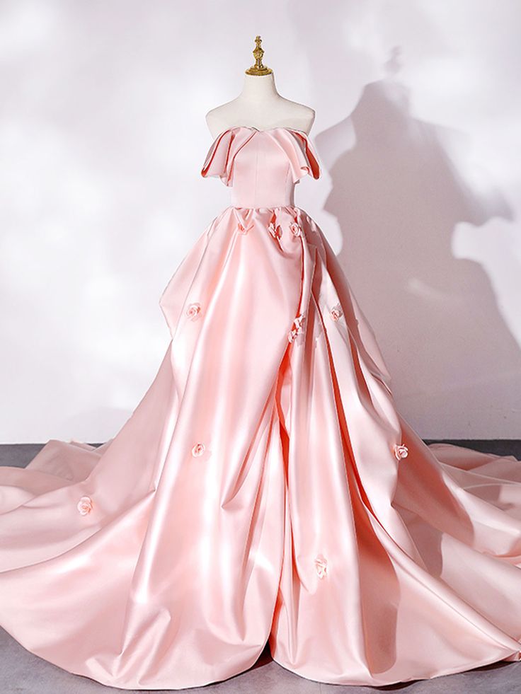 Sweep Train Satin Long Prom Dress, Formal Evening Dresses fg6500
