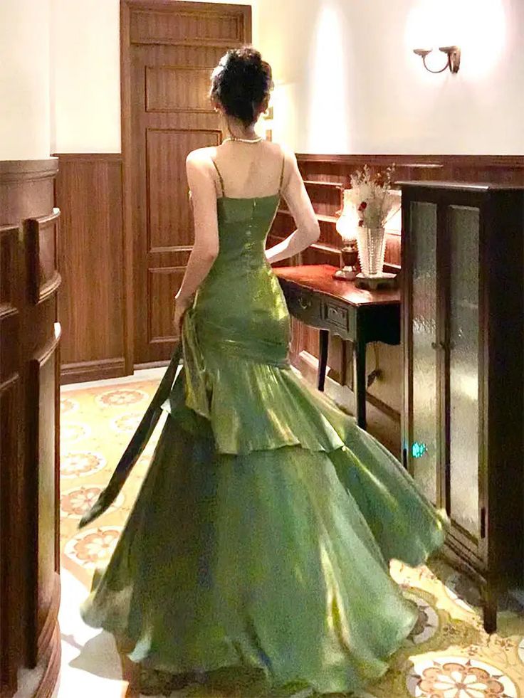 Chic Green Straps Sweetheart Long Formal Dress, Green Prom Dress Evening Dress fg6521