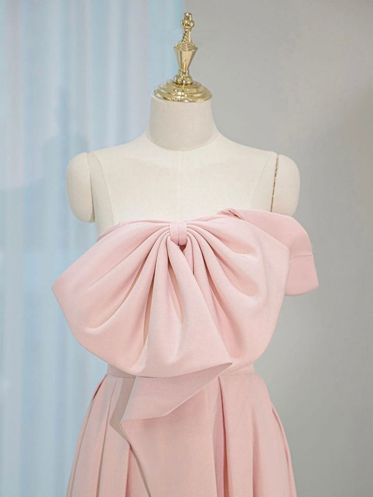 A-Line Satin Pink Long Prom Dress, Pink Long Formal Dress fg6809
