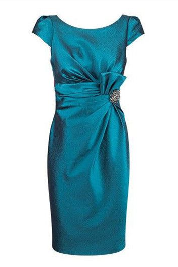 Cap Sleeves Short Blue Mother of Bride Dress fg6614