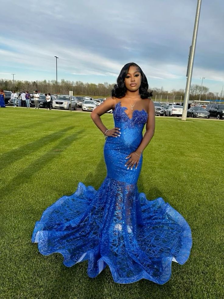 Blue Mermaid Long Party Prom Dresses Mermaid Evening Dresses fg6761