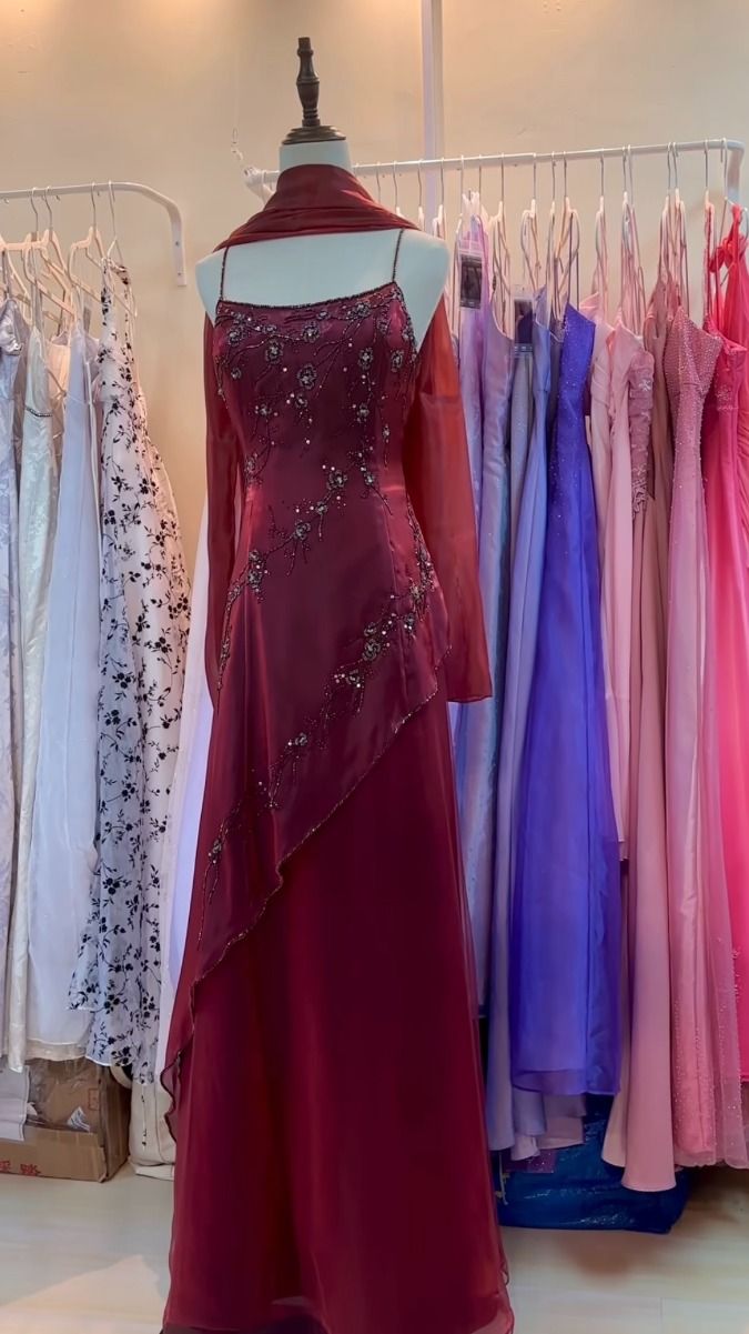 Burgundy Prom Dresses Evening Dress Floor Length Party Gowns fg6556