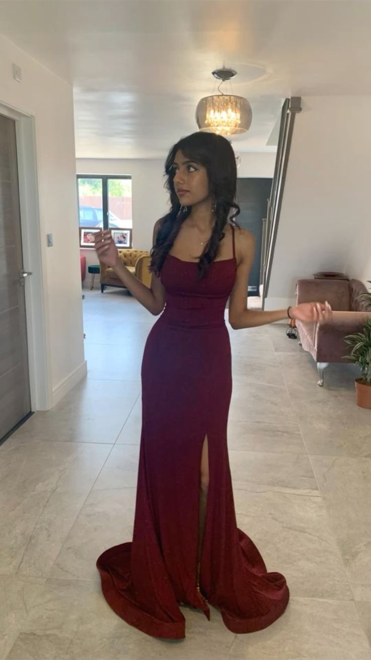 Burgundy dark red glittery prom dress fg6705