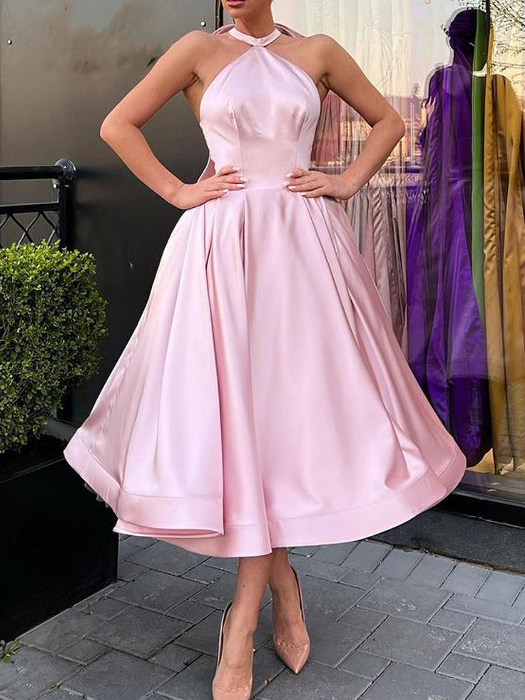 A-Line Evening Gown Homecoming Dress Wedding Guest Satin Dress with Butterfly fg6360